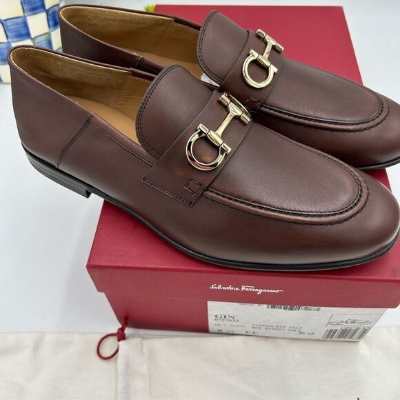 Men’s Salvatore, Ferragamo Gancini calf leather loafers size 8.5 EE made Italy - Picture 5 of 11